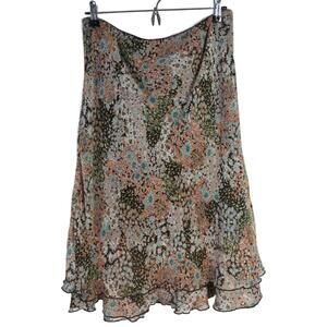 Y2K Briggs New York Women's Sz L Brown Chiffon Floral Skirt(1970)